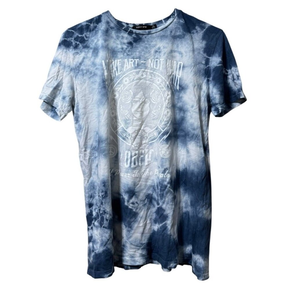 Obey N89 Mens T Shirt Size Small Tie Dye Short Sleeve Make Art Not War Hippie